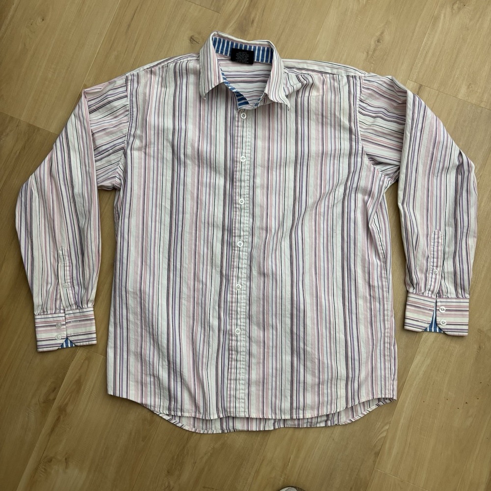 Vintage‎ South Pole Long Sleeve Button Up Men's XL Y2K 90s Pink Striped